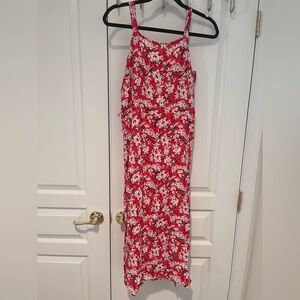 Red Floral Sleeveless Dress